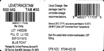 Levetiracetam Tablets 500mg 120 Ct Label (Rev 04/17)